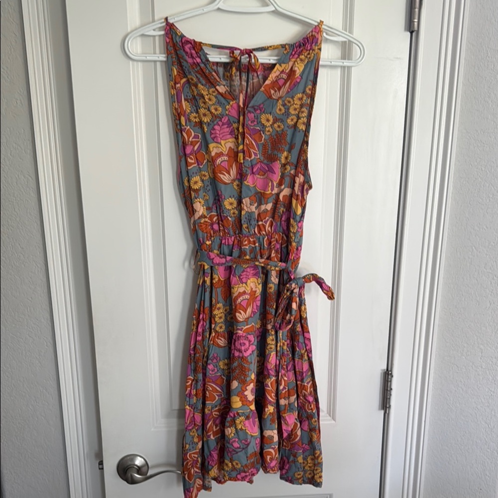 SHEIN Pink and Orange Sleeveless Mini Sundress